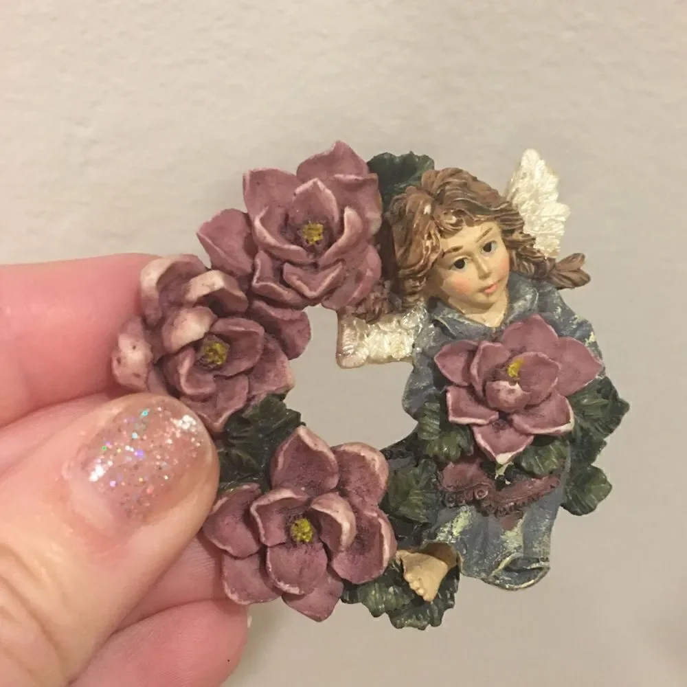 Vintage Floral Angel Pin Brooch